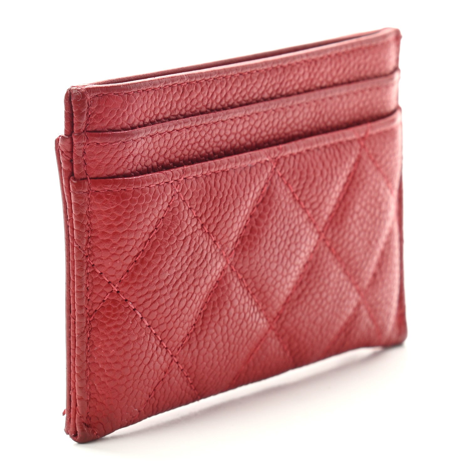 Chanel Caviar Quilted Filigree Card Holder Dark Red 3 of 8