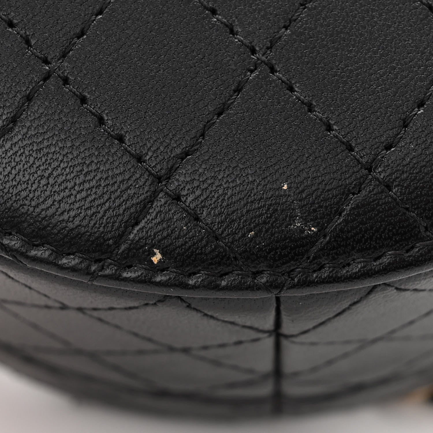 Chanel Lambskin Quilted Mini Round Vanity Case With Chain Black 11 of 11