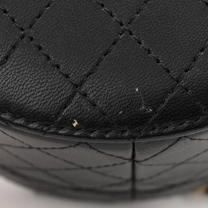 Chanel Lambskin Quilted Mini Round Vanity Case With Chain Black 11 of 11