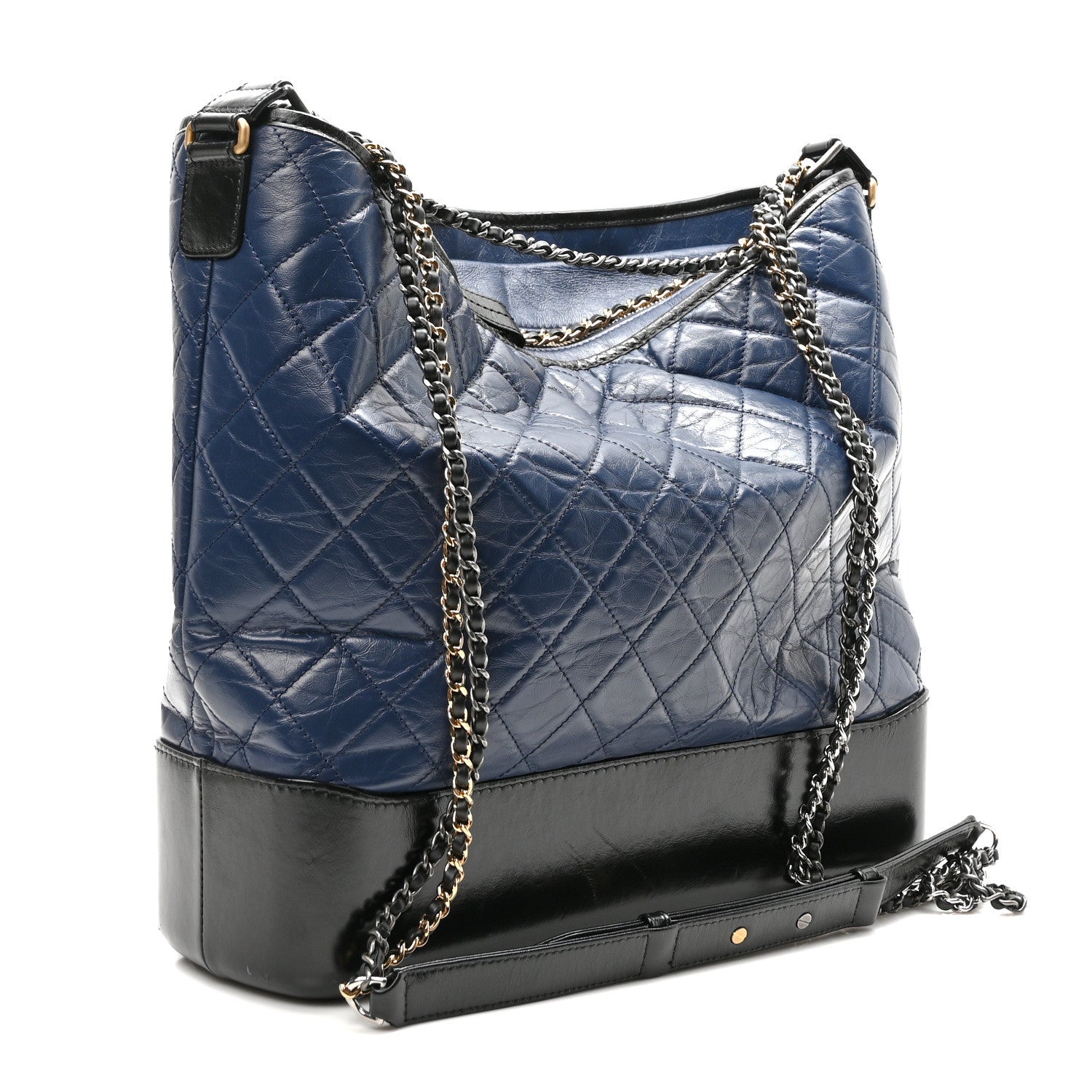 Chanel Aged Calfskin Quilted Maxi Gabrielle Hobo Navy Black 3 of 10