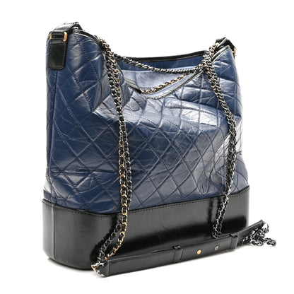 Chanel Aged Calfskin Quilted Maxi Gabrielle Hobo Navy Black 3 of 10