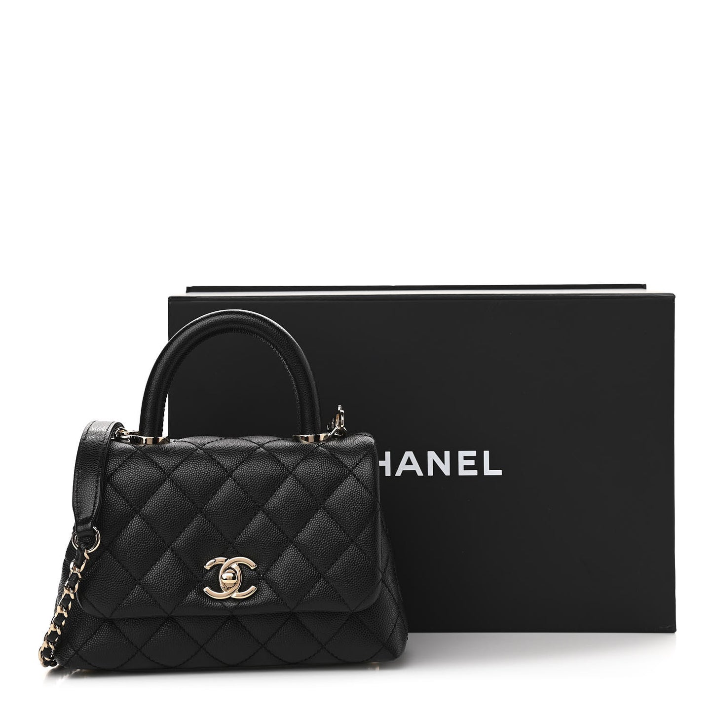 Caviar Quilted Extra Mini Coco Handle Flap Black