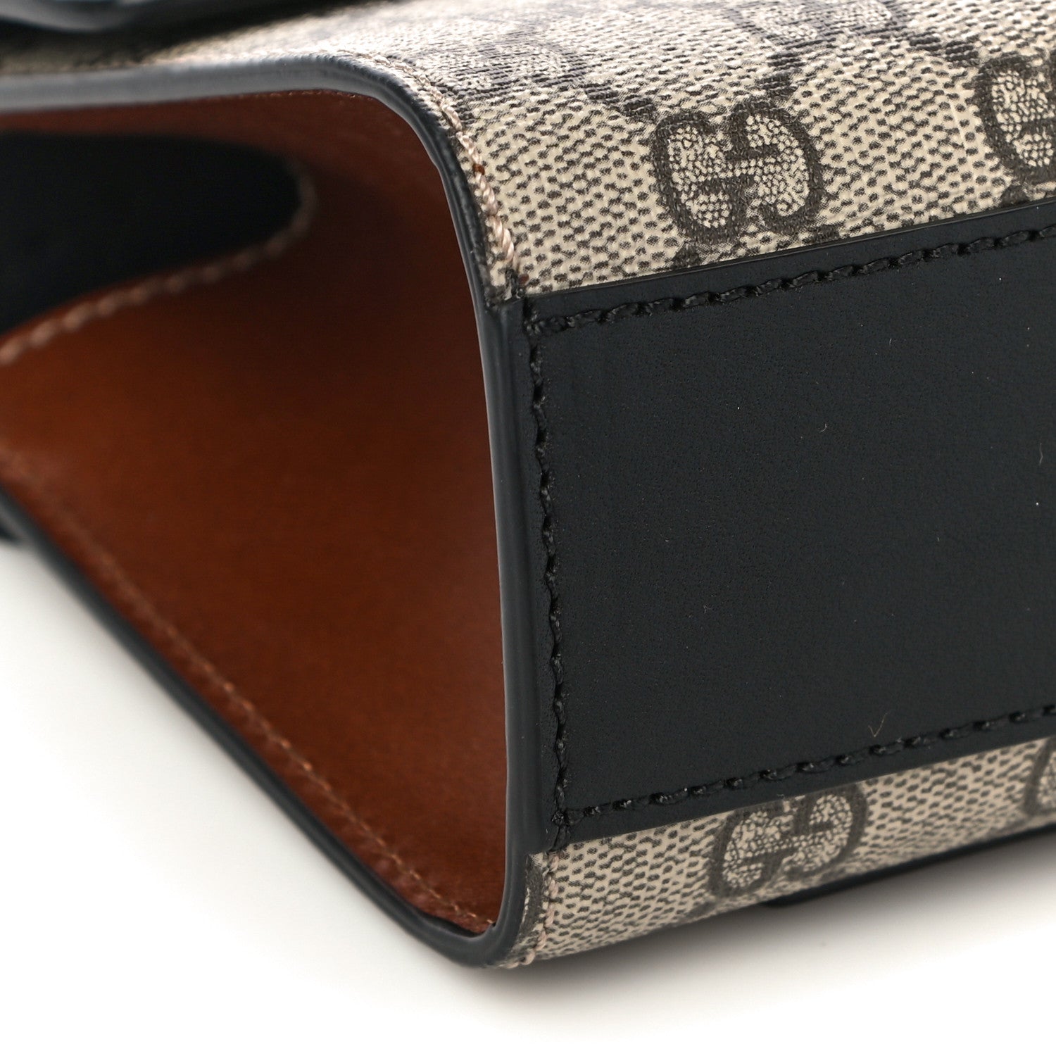 Gucci GG Supreme Monogram Calfskin Small Padlock Shoulder Bag Beige Black Cuir 10 of 14