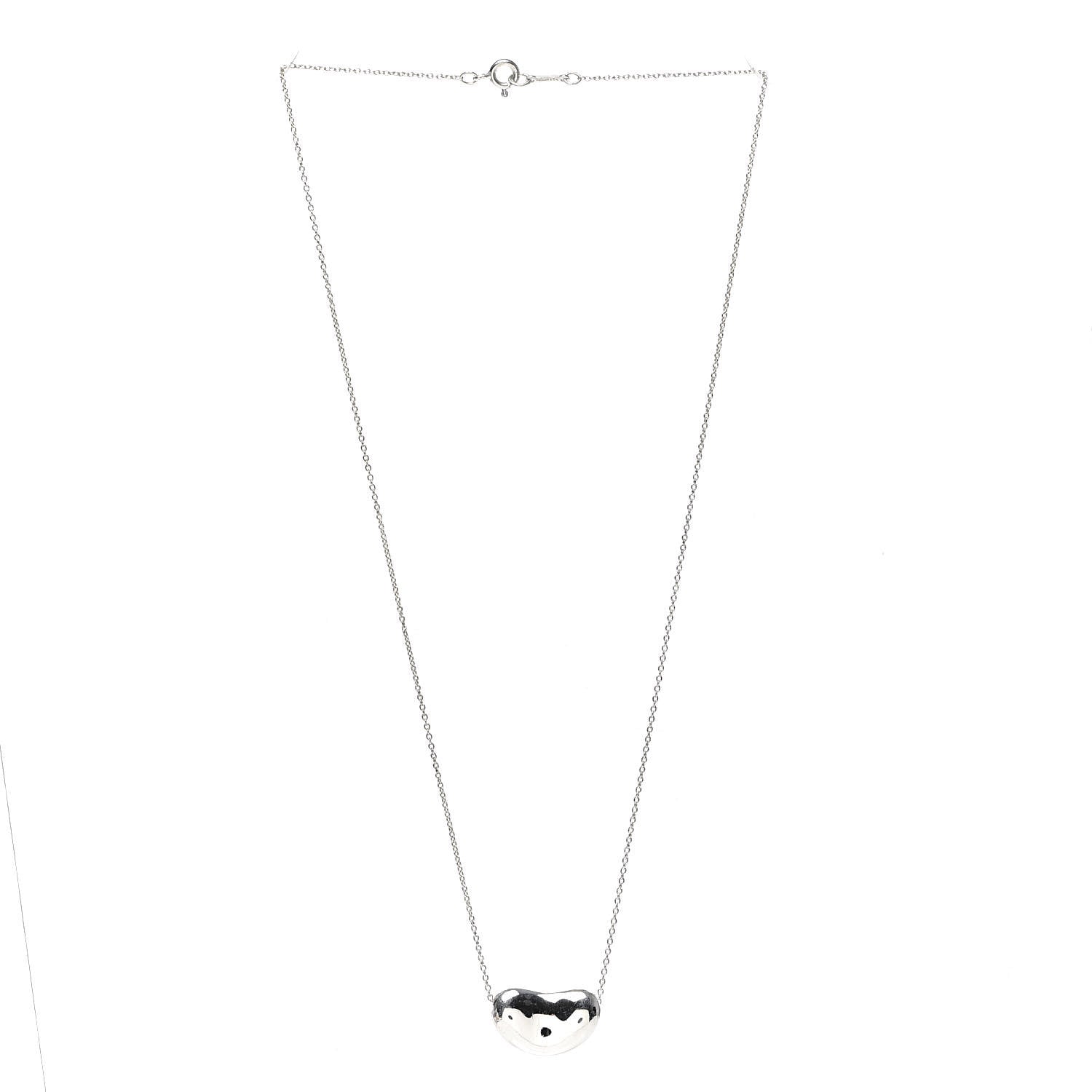 Tiffany Sterling Silver 20mm Elsa Peretti Bean Pendant Necklace 3 of 6