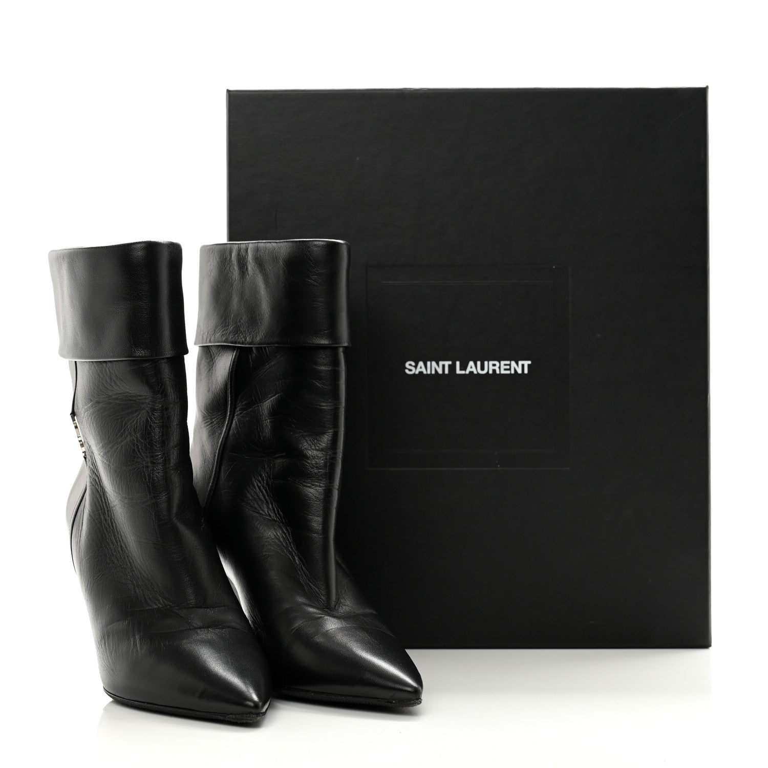 Saint Laurent Lambskin Liz 85 Wedge Booties 39 Black 11 of 11