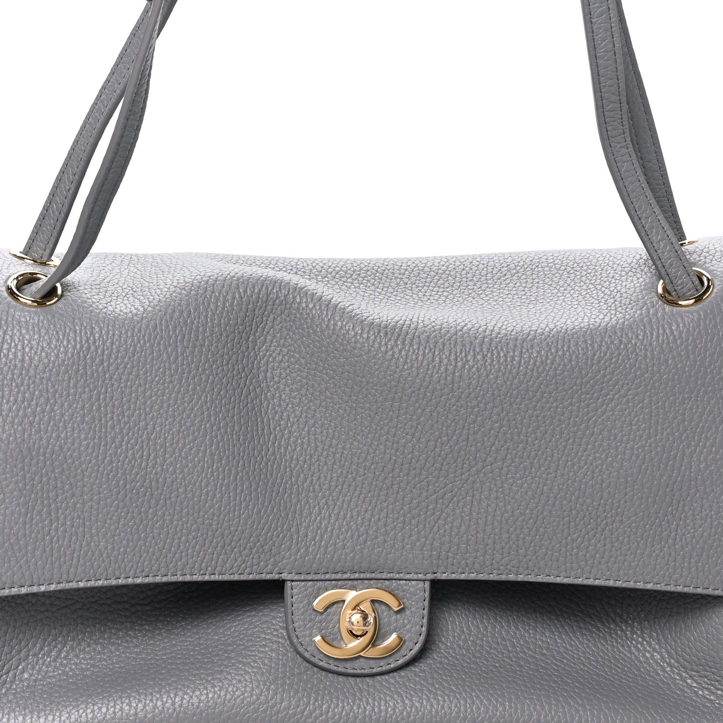 Grained Calfskin Small Souplissimo Maxi Flap Grey