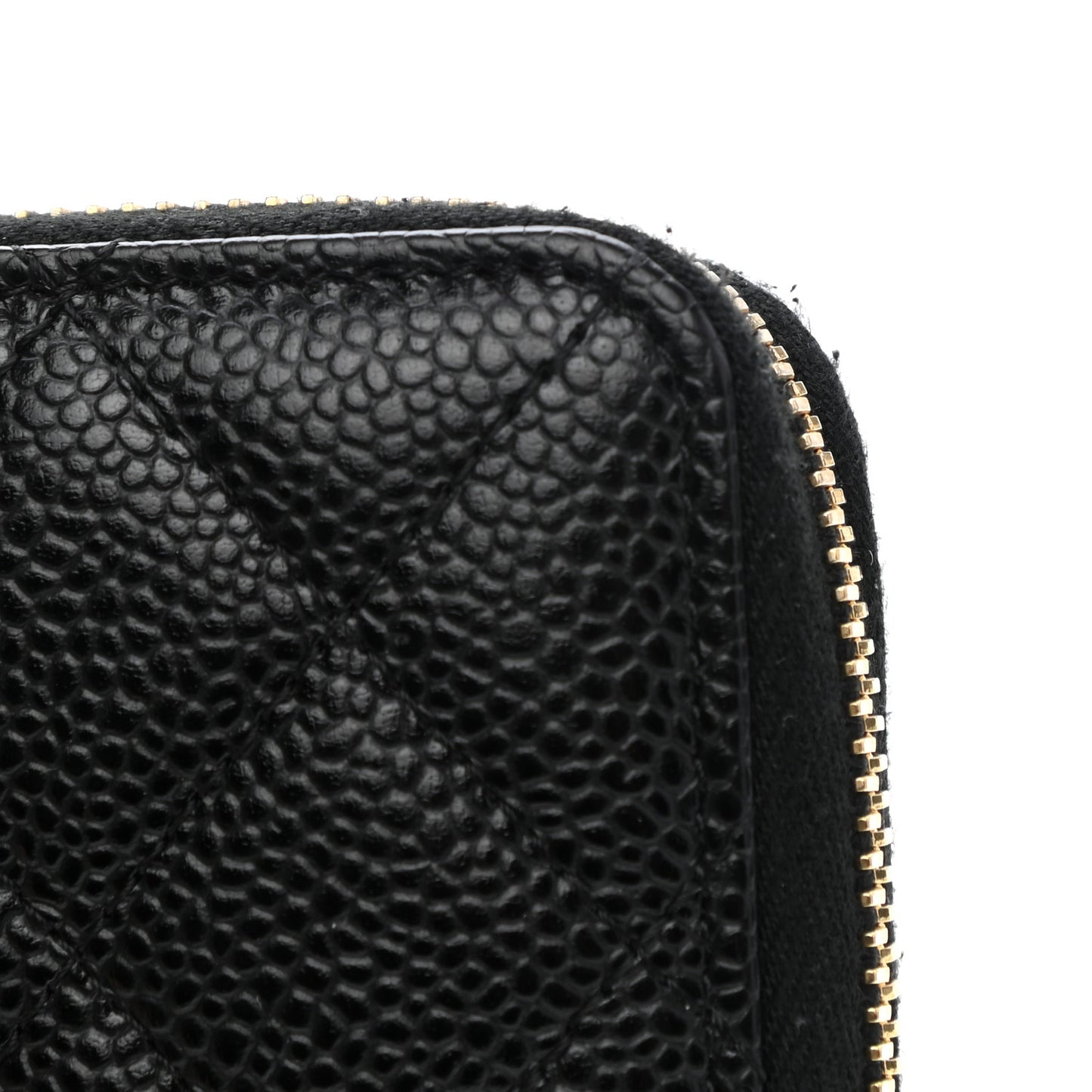 Caviar Quilted Large Zip Around Organizer Wallet Black