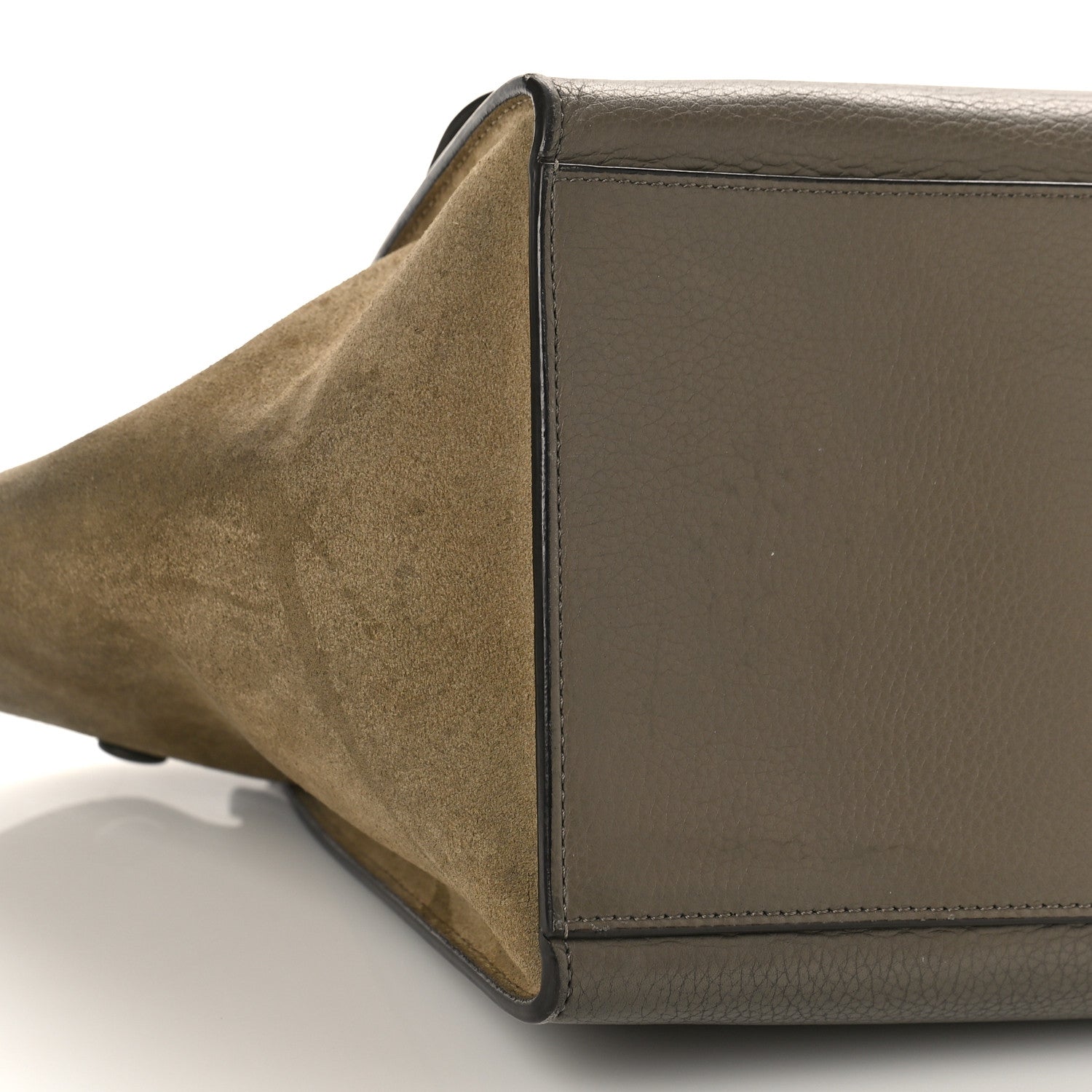 Celine Drummed Calfskin Suede Small Trapeze Souris 7 of 10