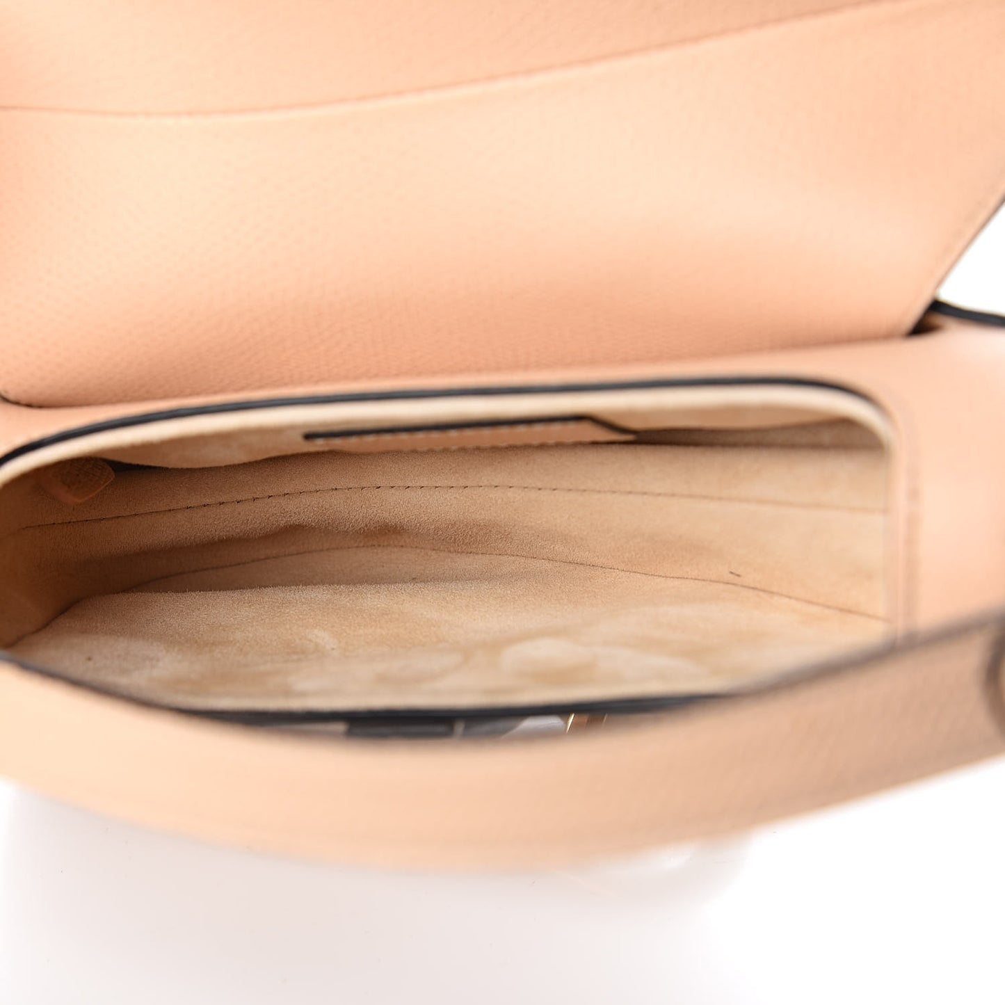 Grained Calfskin Mini Saddle Bag Nude