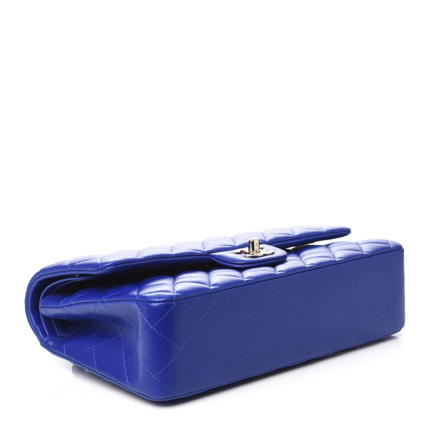 Lambskin Quilted Medium Double Flap Blue