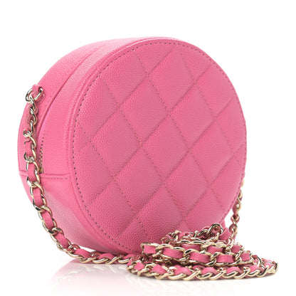 Chanel Caviar Quilted Round Clutch With Chain Pink 3 of 9