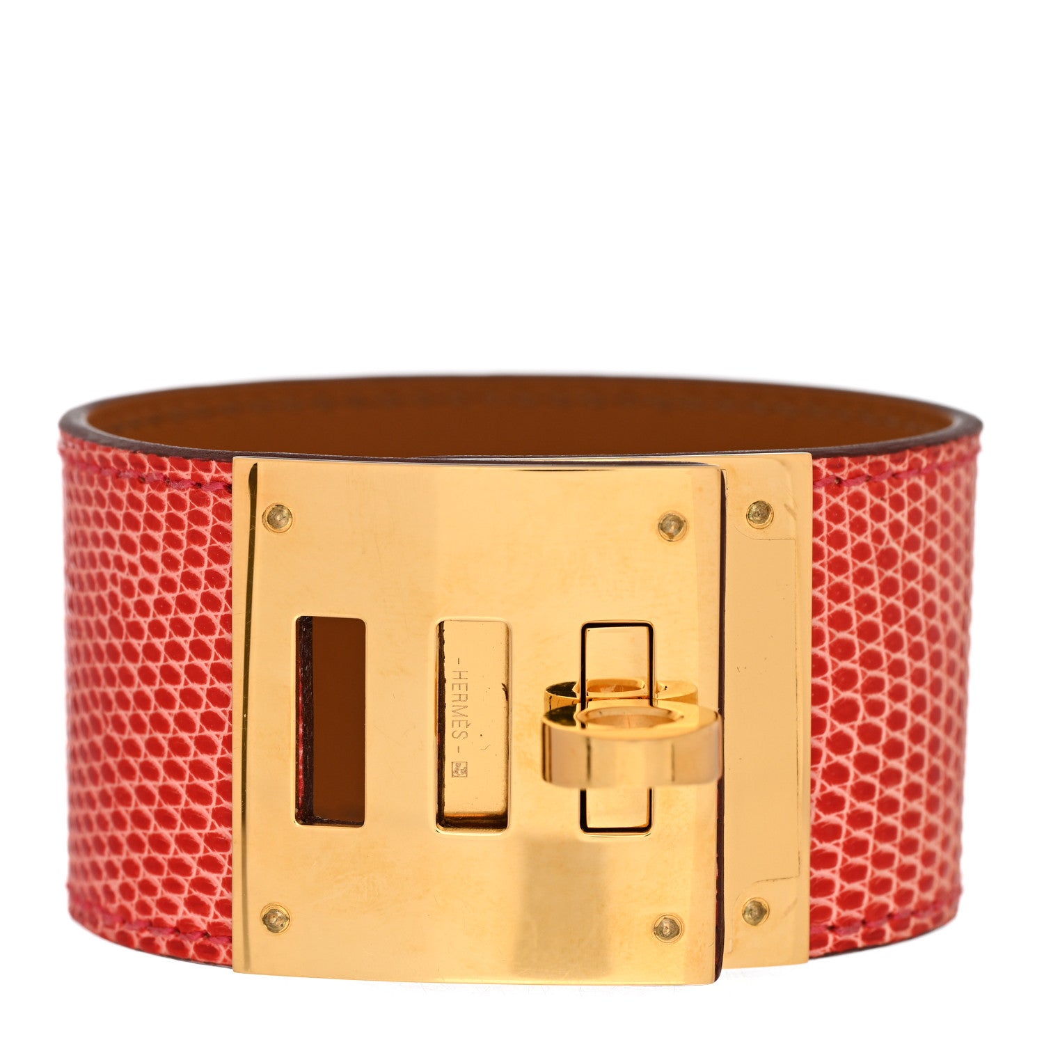 Hermes Lizard Kelly Dog Bracelet Bracelet L Bougainvillea 1 of 5