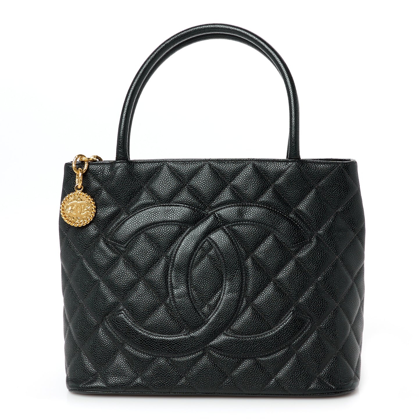 Caviar Quilted Medallion Tote Black