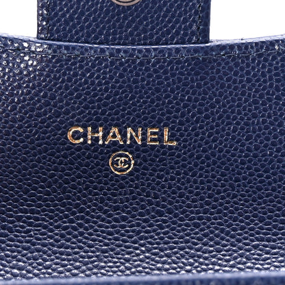 Chanel Caviar Quilted Flap Card Holder Wallet Navy Blue 6 of 9