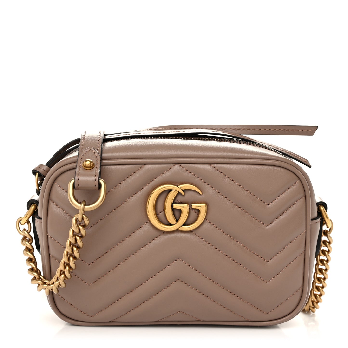Calfskin Matelasse Mini GG Marmont Chain Shoulder Bag Porcelain Rose