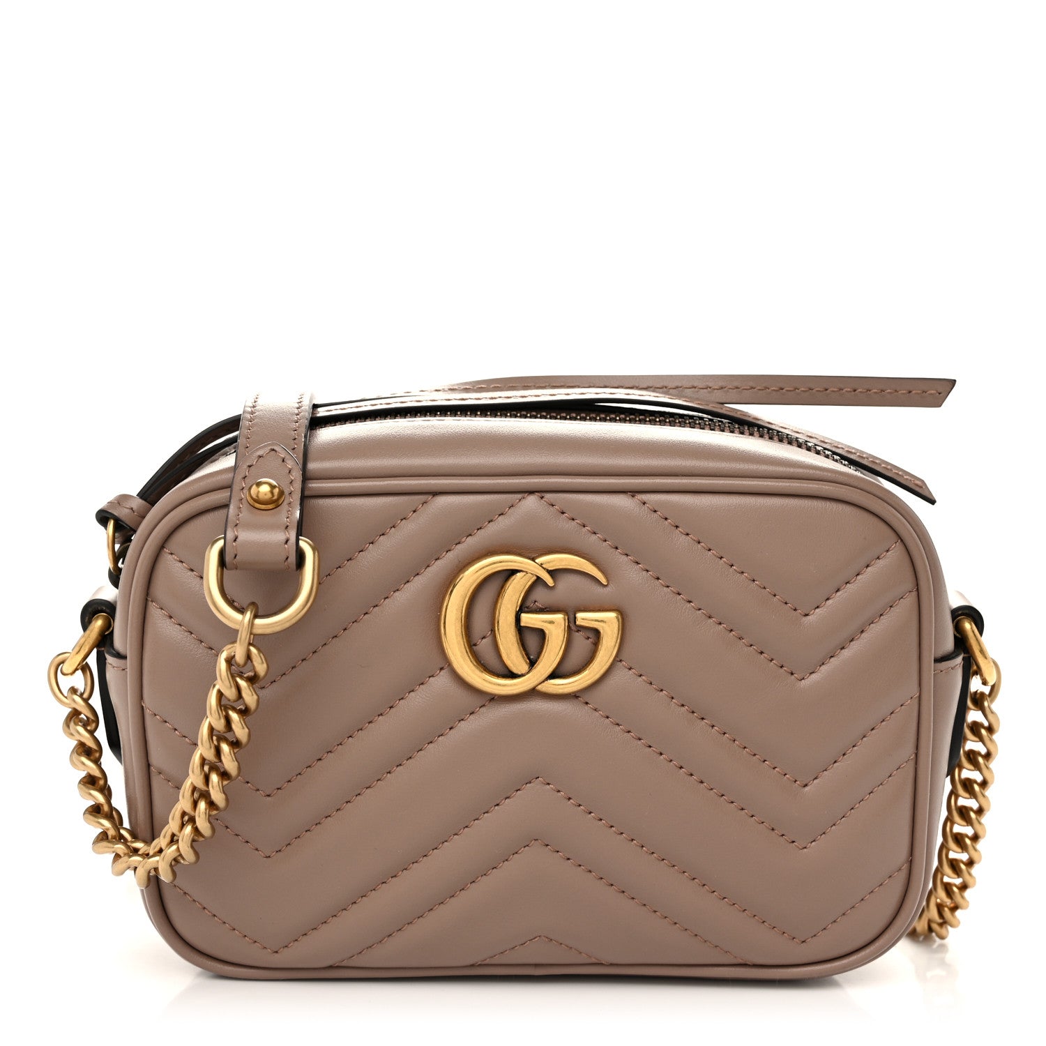 Gucci Calfskin Matelasse Mini GG Marmont Chain Shoulder Bag Porcelain Rose 1 of 11