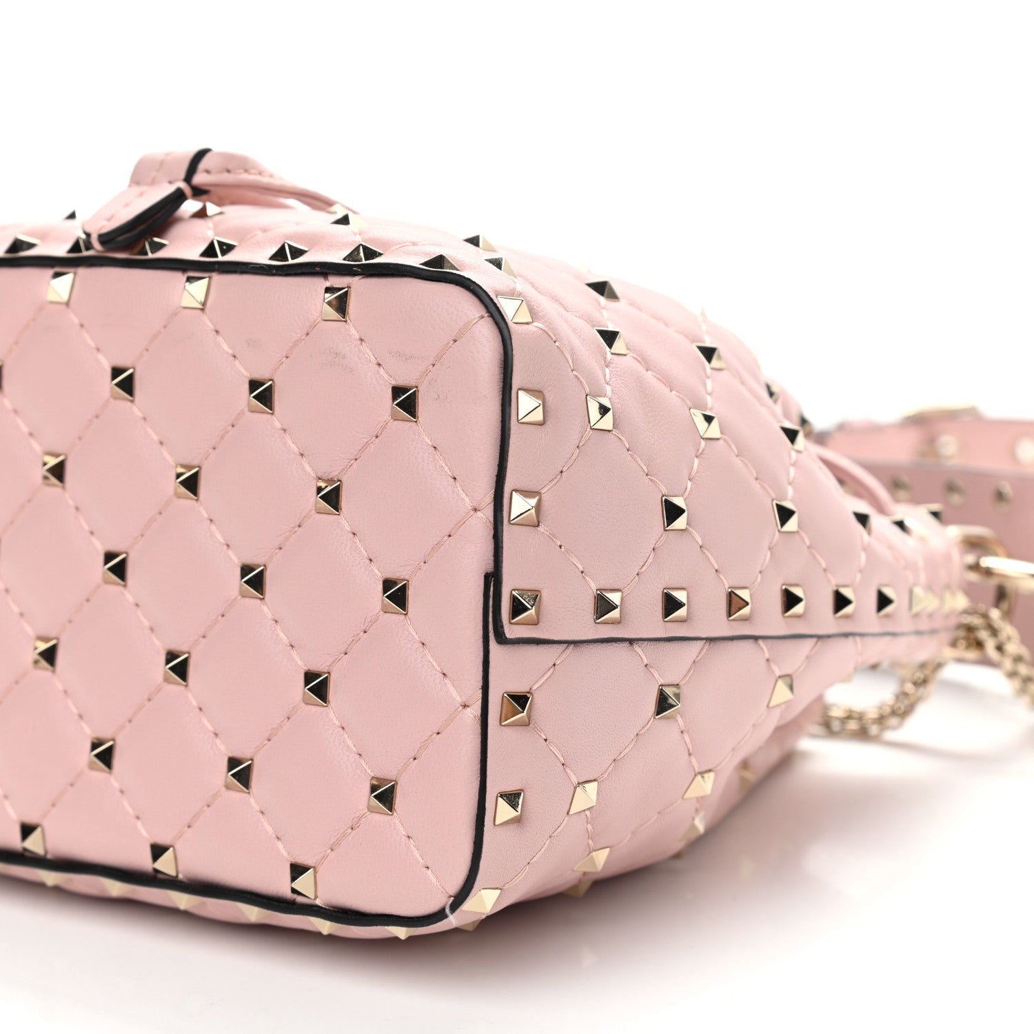 Valentino Garavani Lambskin Mini Rockstud Spike Bucket Bag Water Rose 9 of 12