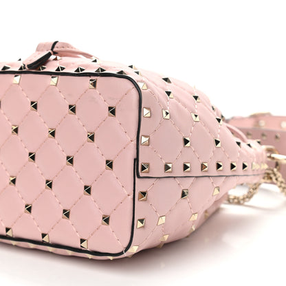 Valentino Garavani Lambskin Mini Rockstud Spike Bucket Bag Water Rose 9 of 12
