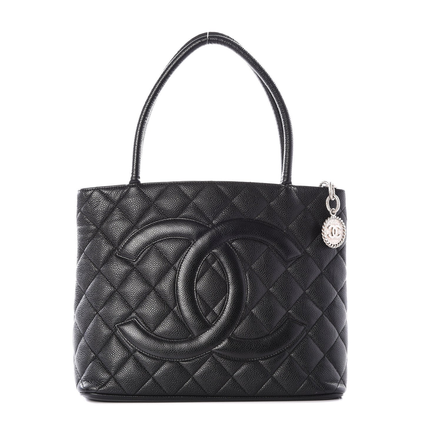 Caviar Quilted Medallion Tote Black