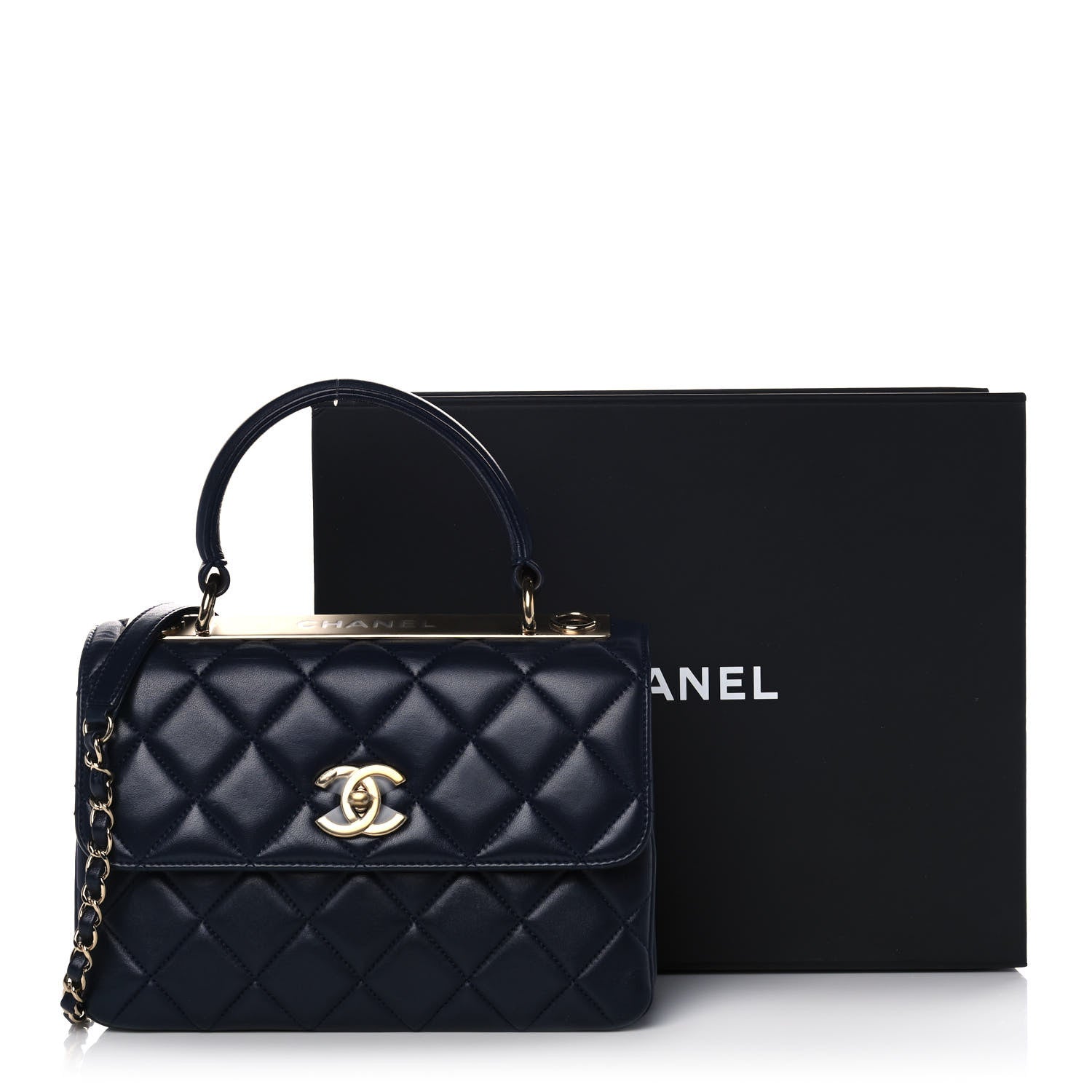 Chanel Lambskin Quilted Small Trendy CC Flap Dual Handle Bag Navy 15 of 15