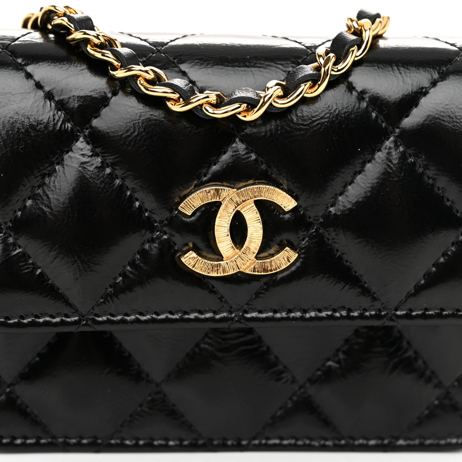 Chanel Shiny Lambskin Quilted Clutch With Chain Black 9 of 12