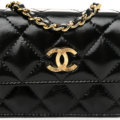 Chanel Shiny Lambskin Quilted Clutch With Chain Black 9 of 12