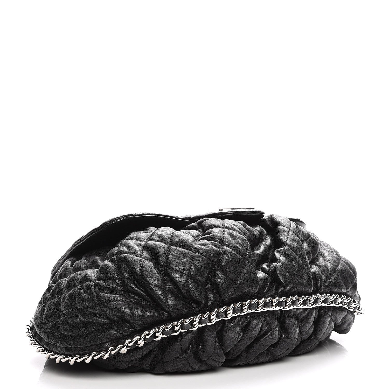 Chanel Washed Lambskin Quilted Large Chain Around Messenger Black 4 of 10