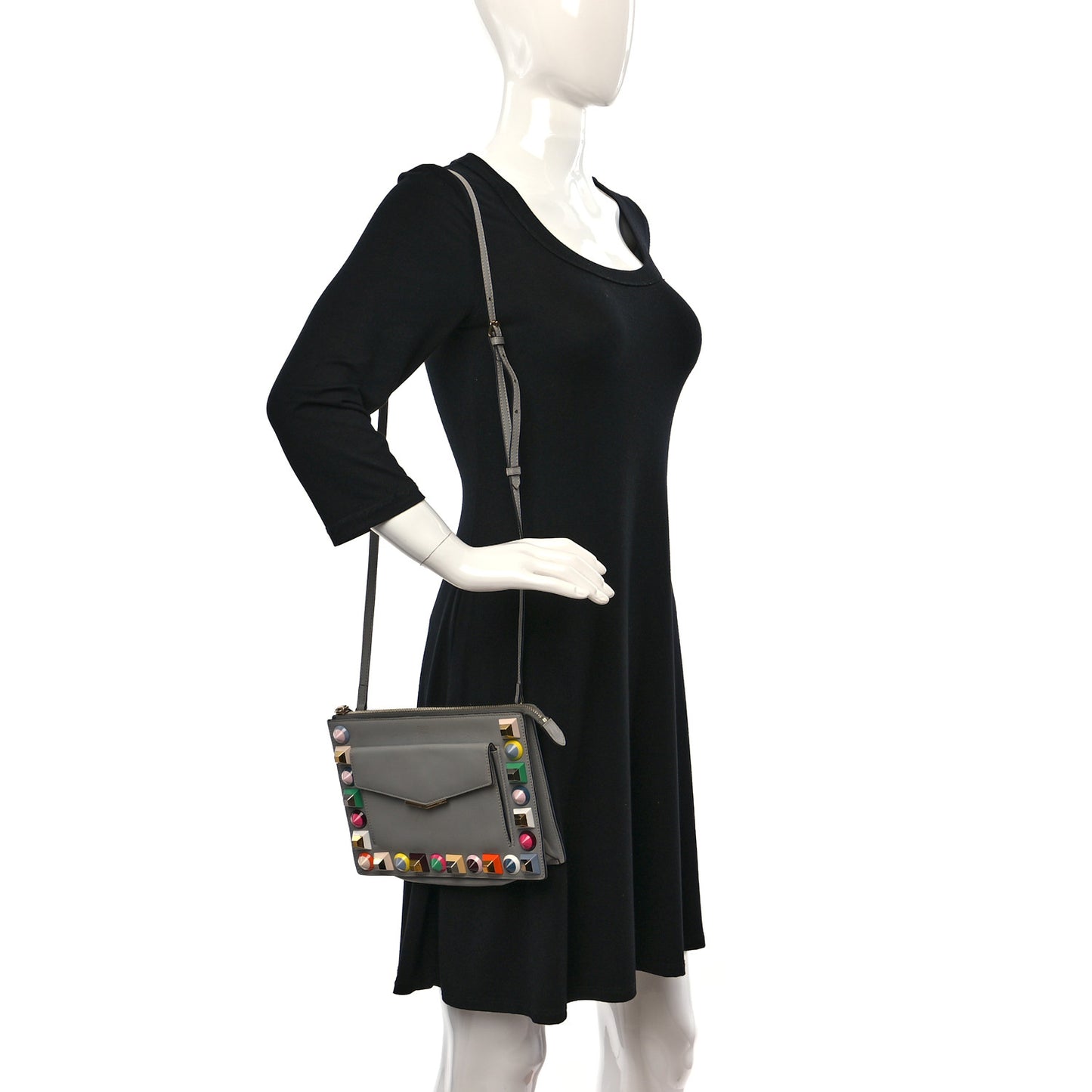 Vitello Dolce Studded Mini 2Jours Pouch Ardesia Multicolor