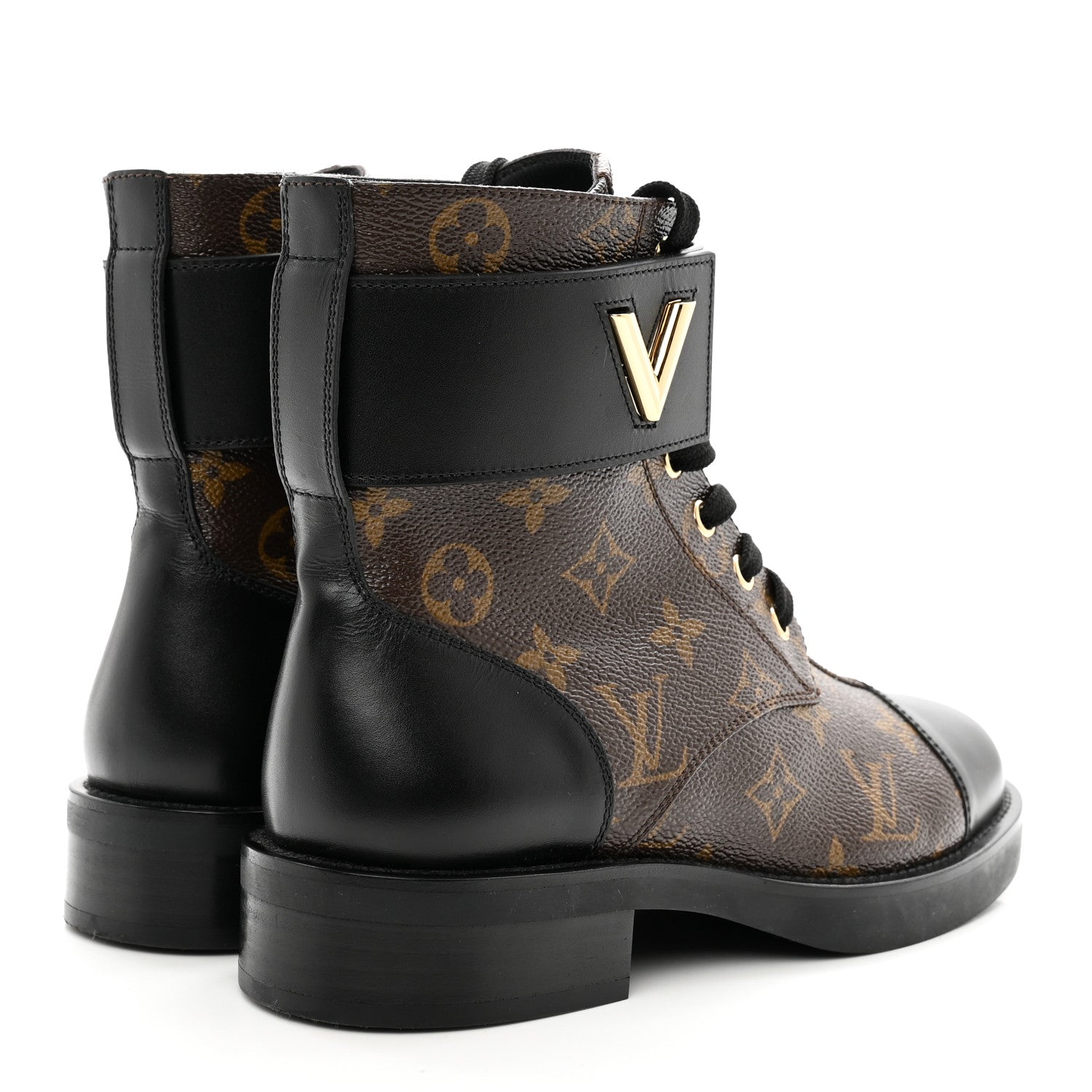 Louis Vuitton Calfskin Monogram Wonderland Flat Ranger Boots 37 Black 4 of 11