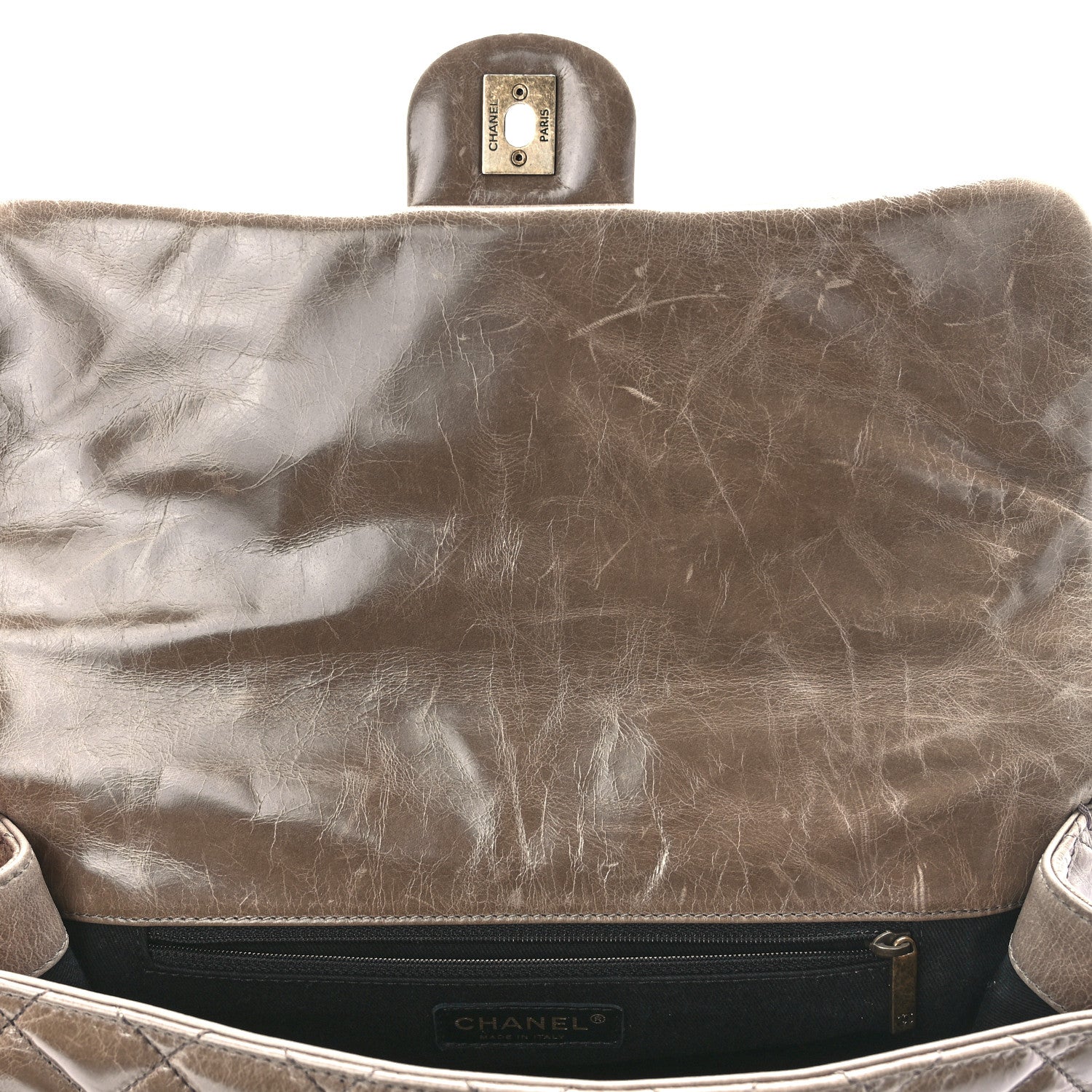 Chanel Glazed Calfskin Castle Rock Medium Flap Dark Beige 6 of 14