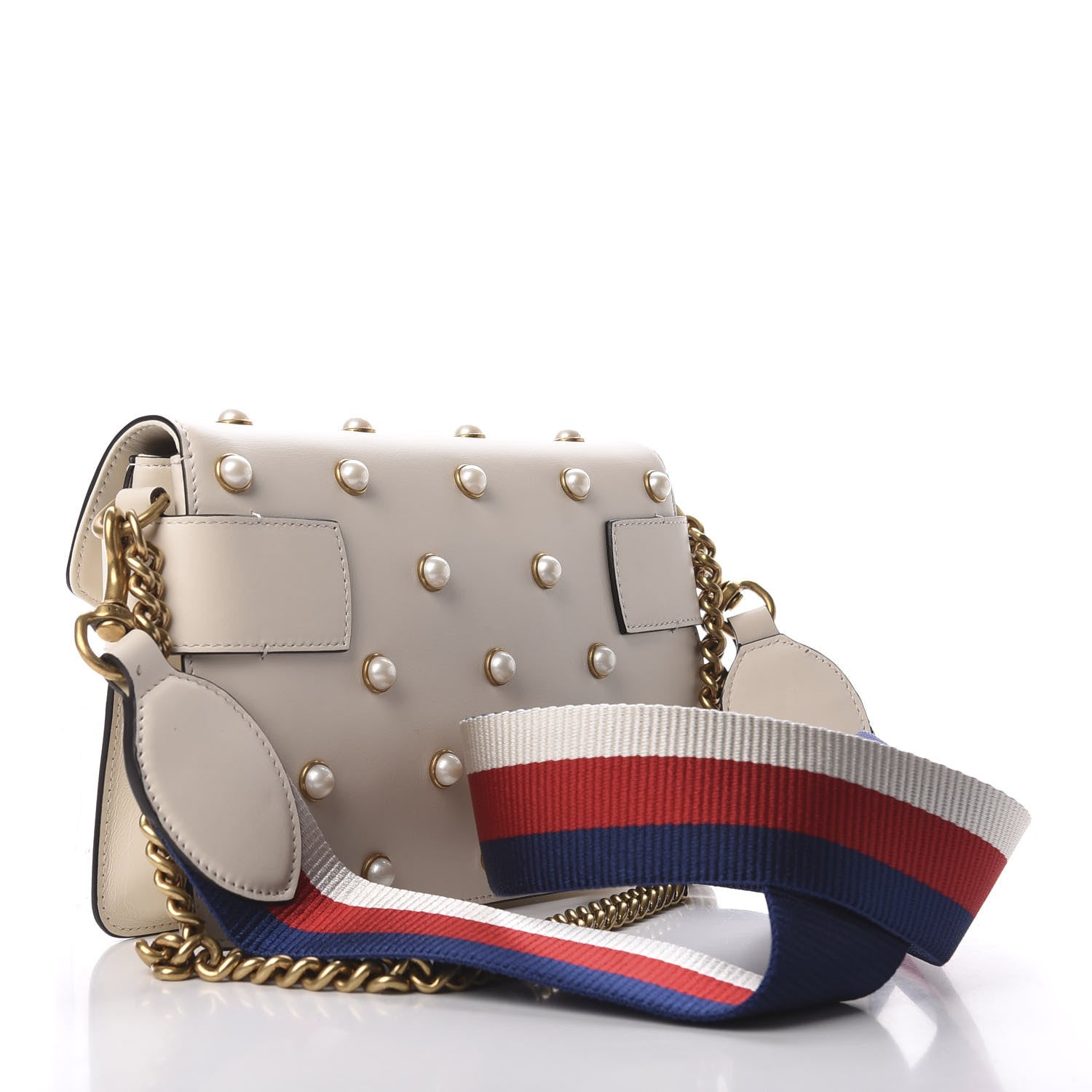 Gucci Nappa Pearl Studded Mini Queen Margaret Broadway Shoulder Bag Mystic White 2 of 12