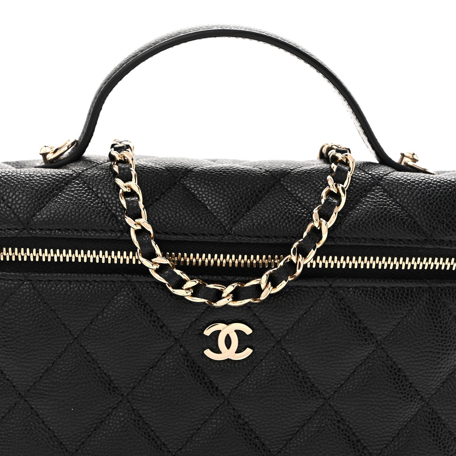 Chanel Caviar Quilted Top Handle Slim Vanity With Chain Black 8 of 11