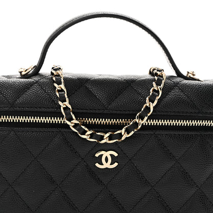 Chanel Caviar Quilted Top Handle Slim Vanity With Chain Black 8 of 11