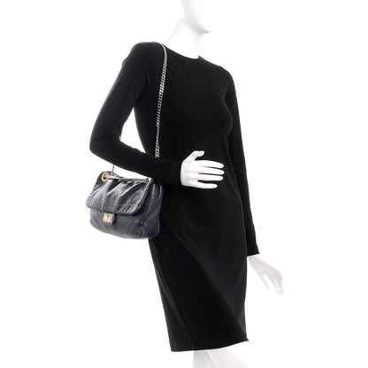 Chanel Calfskin Perforated Large Drill Flap Navy Blue 2 of 10