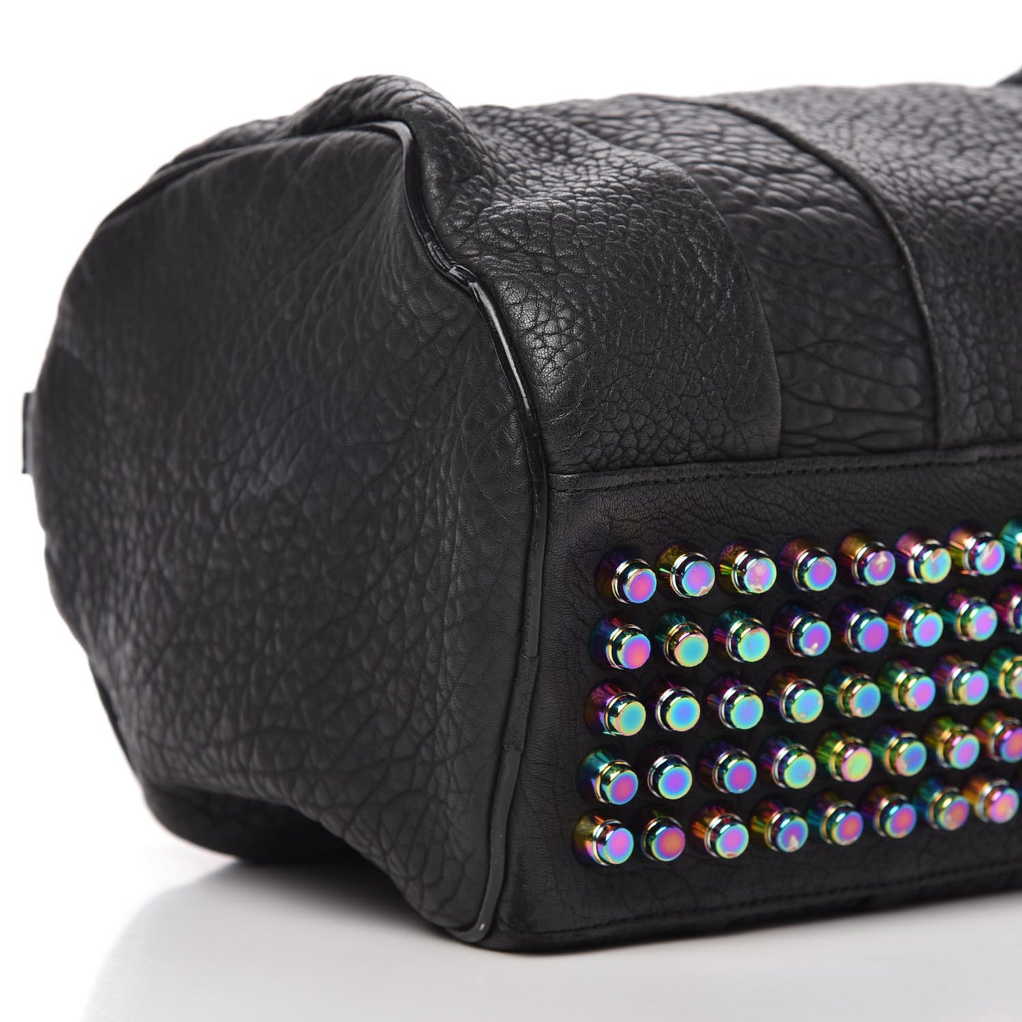 Pebbled Lambskin Rocco Matte Black Iridescent Hardware