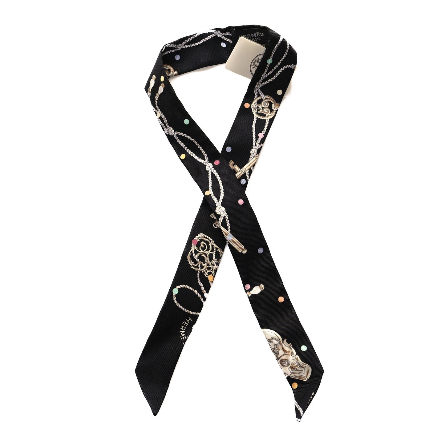 Silk Les Cles A Pois Doll Twilly Black Beige Rose