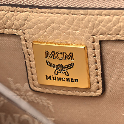 MCM Grained Calfskin Studded Satchel Beige 6 of 12