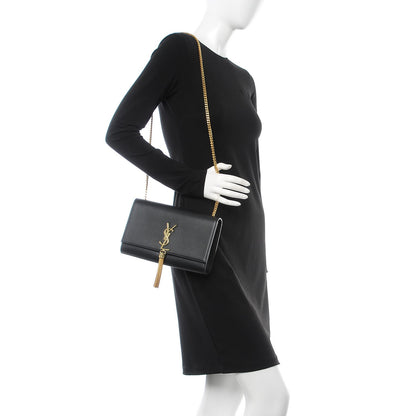 Saint Laurent Smooth Calfskin Medium Classic Monogram Kate Tassel Satchel Black 2 of 8