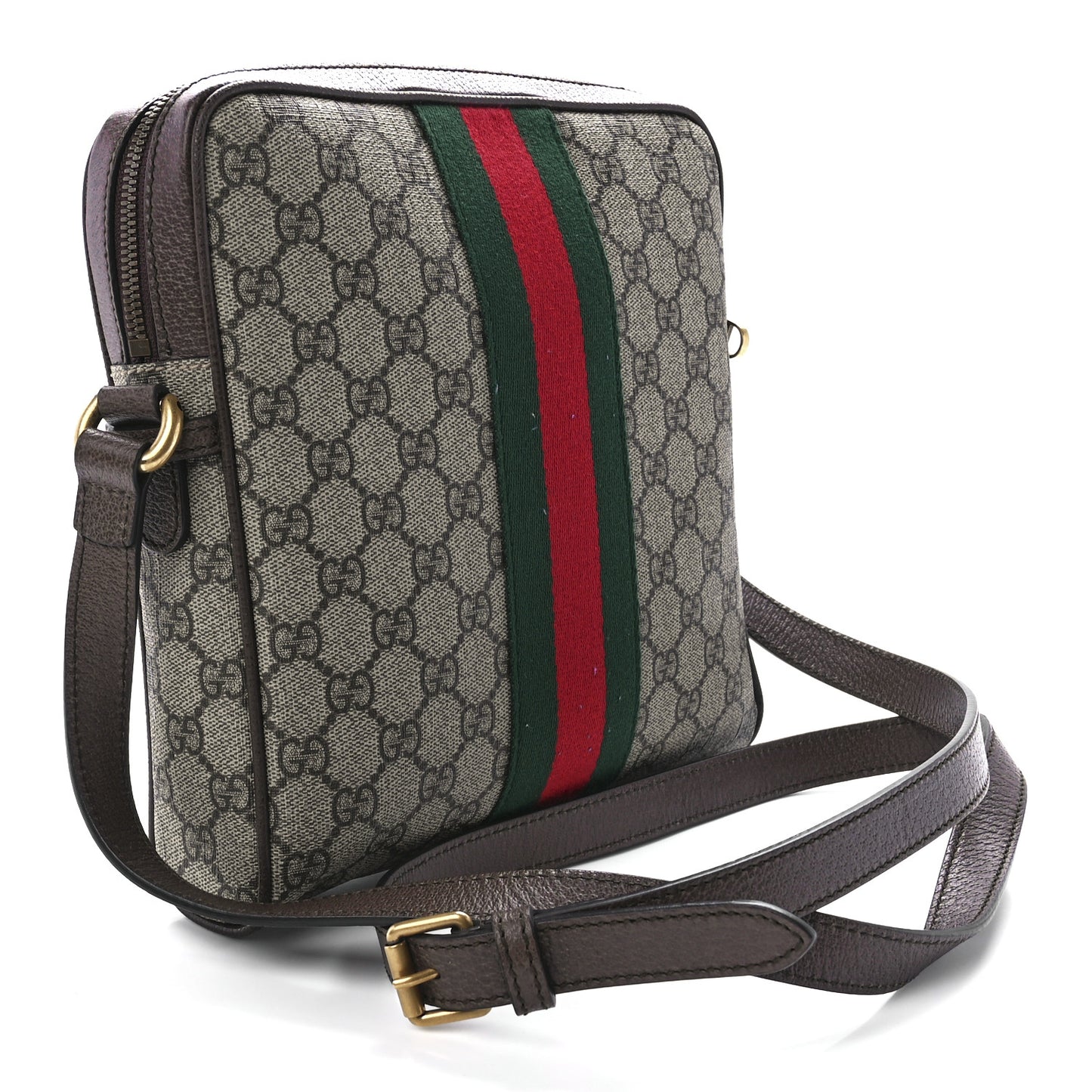 GG Supreme Monogram Web Small Ophidia Messenger Bag Brown