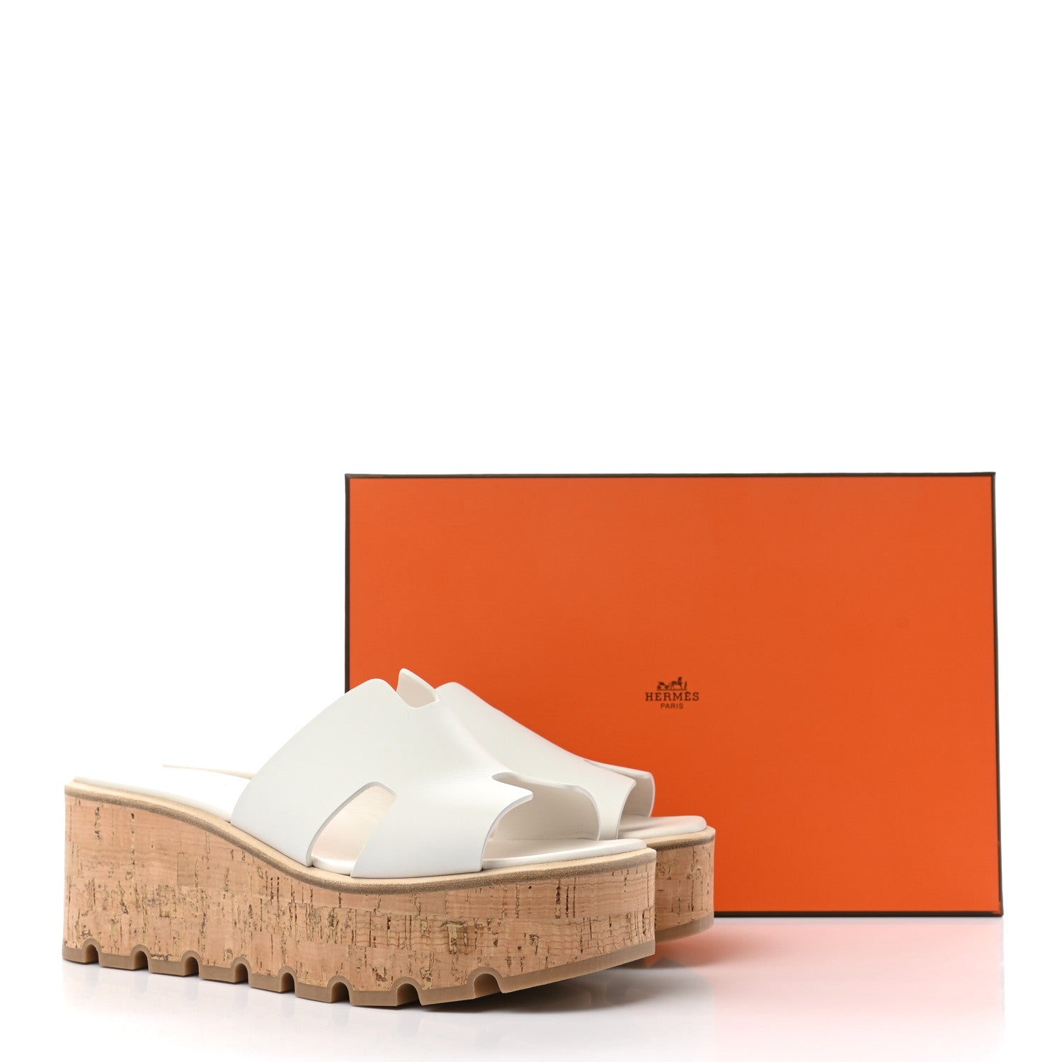 Hermes Calfskin Cork Eze 30 Sandals 39 White 9 of 9