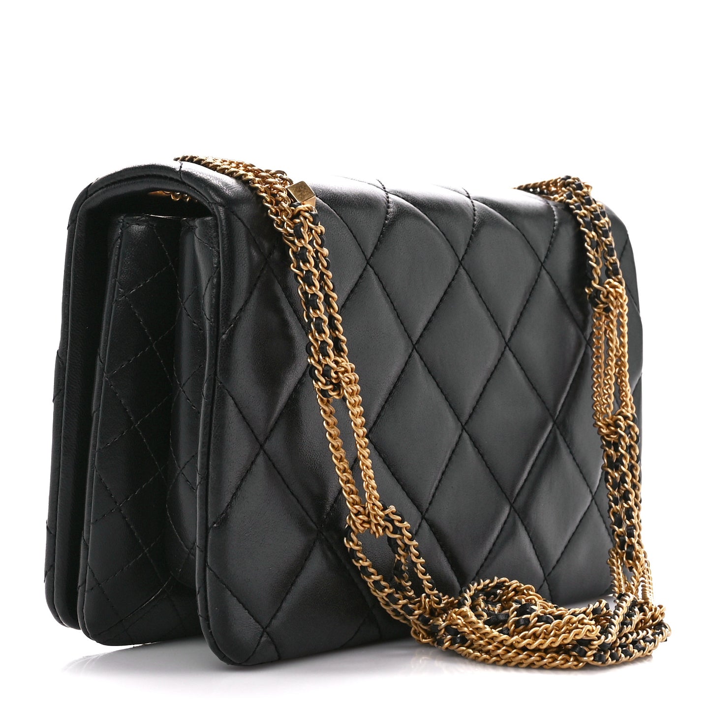Lambskin Quilted On And On Small Chain Flap Black