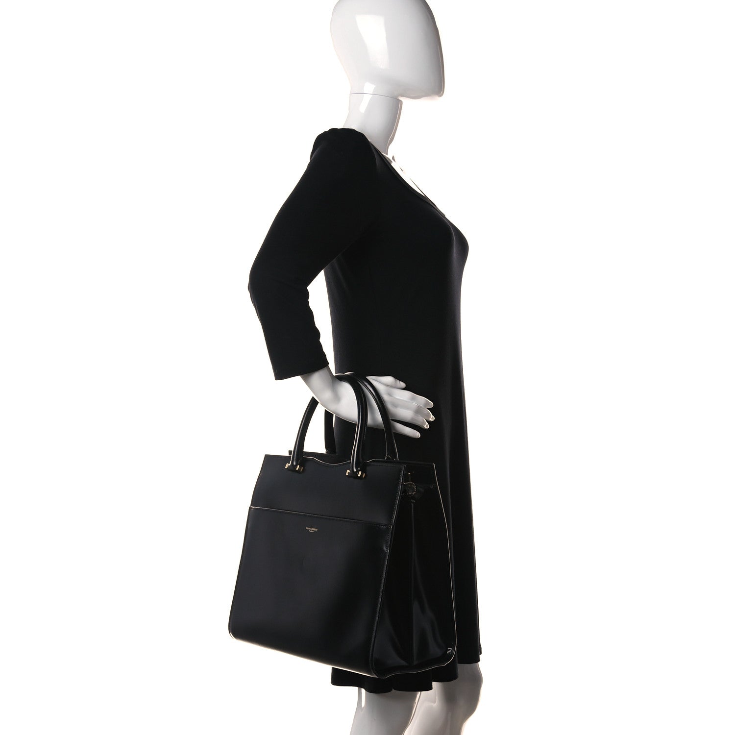 Saint Laurent Shiny Calfskin Large Uptown Tote Black 2 of 8