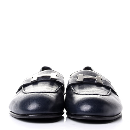 Hermes Goatskin Paris Loafers 37 Marine 2 of 11