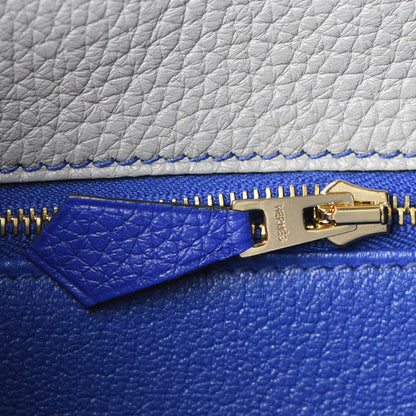 Hermes Taurillon Clemence Horseshoe Kelly Retourne 28 Bleu Glacier Bleu Electrique 21 of 34