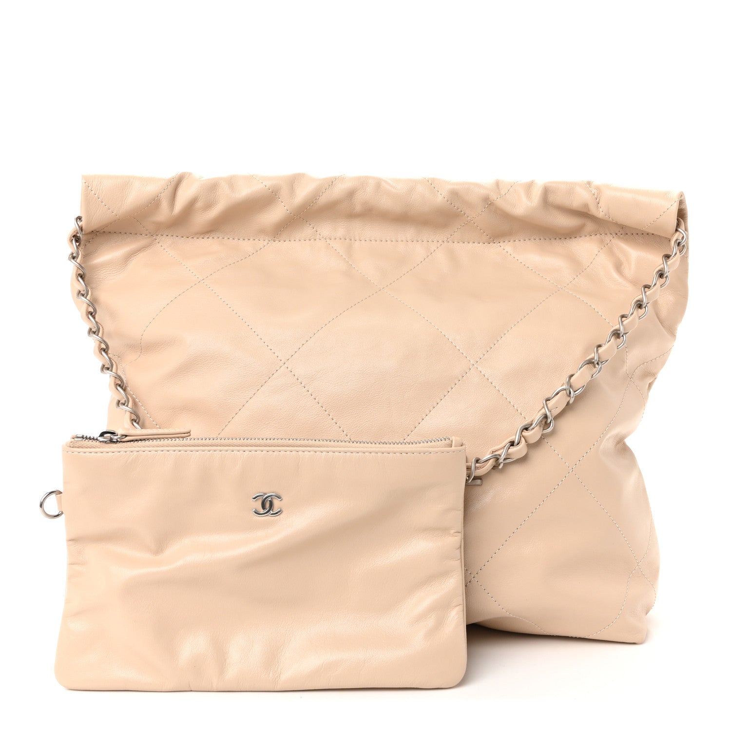 Chanel Shiny Calfskin Quilted Small Chanel 22 Ecru 1812933