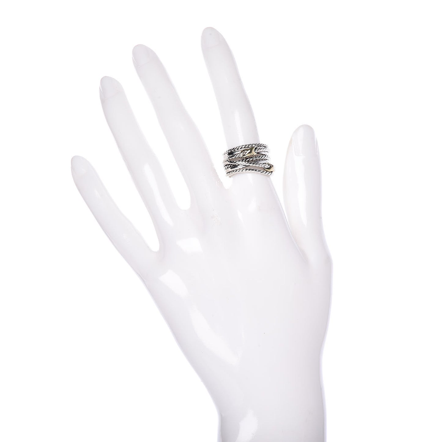 Sterling Silver 18K Yellow Gold Double X Crossover Ring 52 6