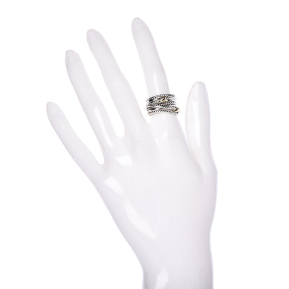 David Yurman Sterling Silver 18K Yellow Gold Double X Crossover Ring 52 6 2 of 4