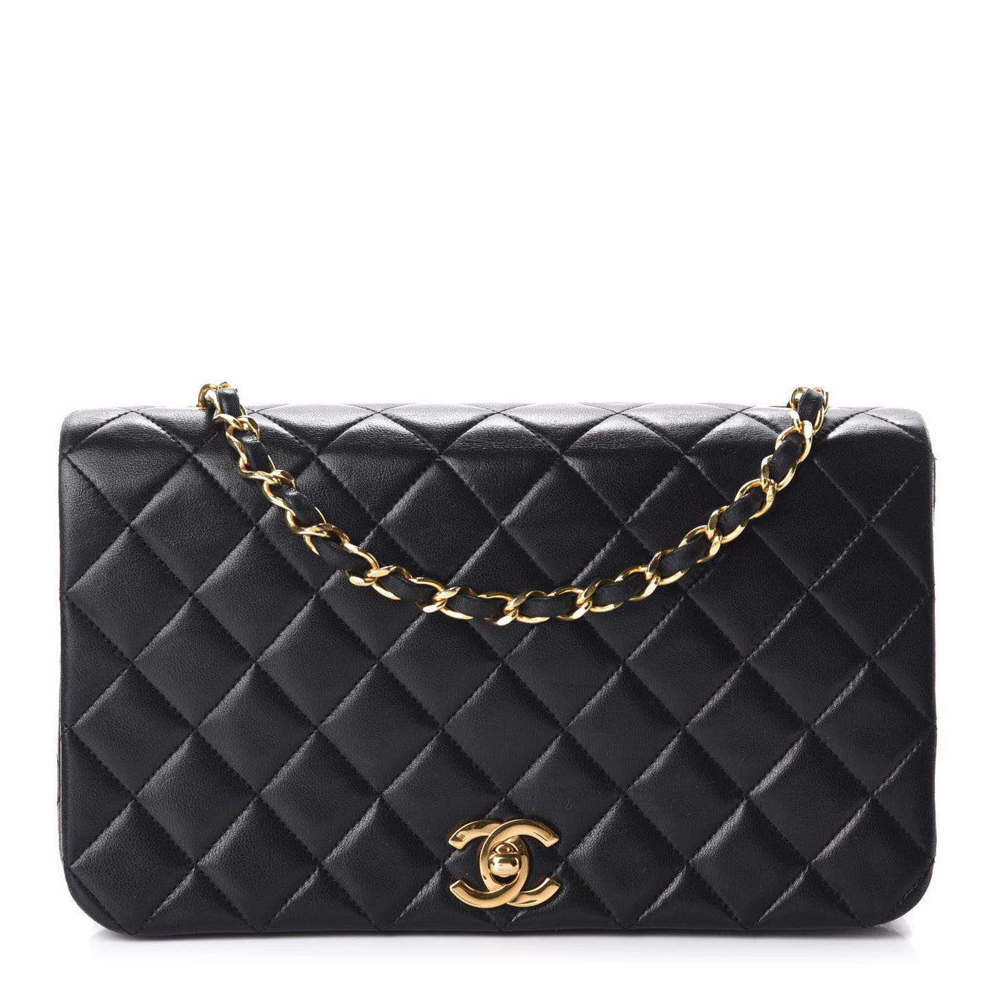Lambskin Quilted Small Single Flap Bag Black