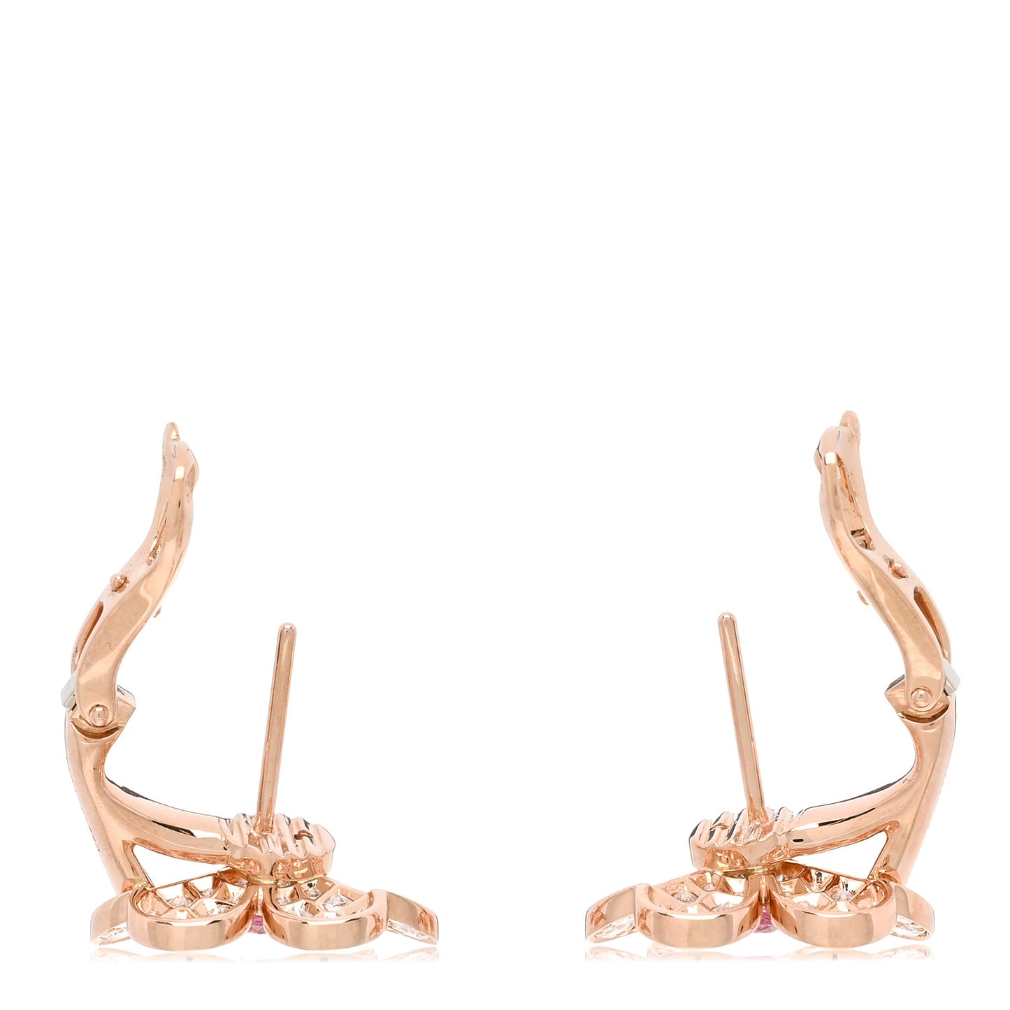 18K Rose Gold Diamond Pink Sapphire Small Frivole Earrings