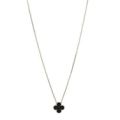 Van Cleef & Arpels 18K Yellow Gold Black Onyx Vintage Alhambra Pendant Necklace 1 of 7